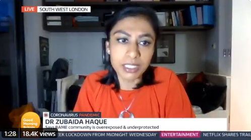 Zubaida Haque discusses the COVID challenges faces by BME communities on Good Morning Britain