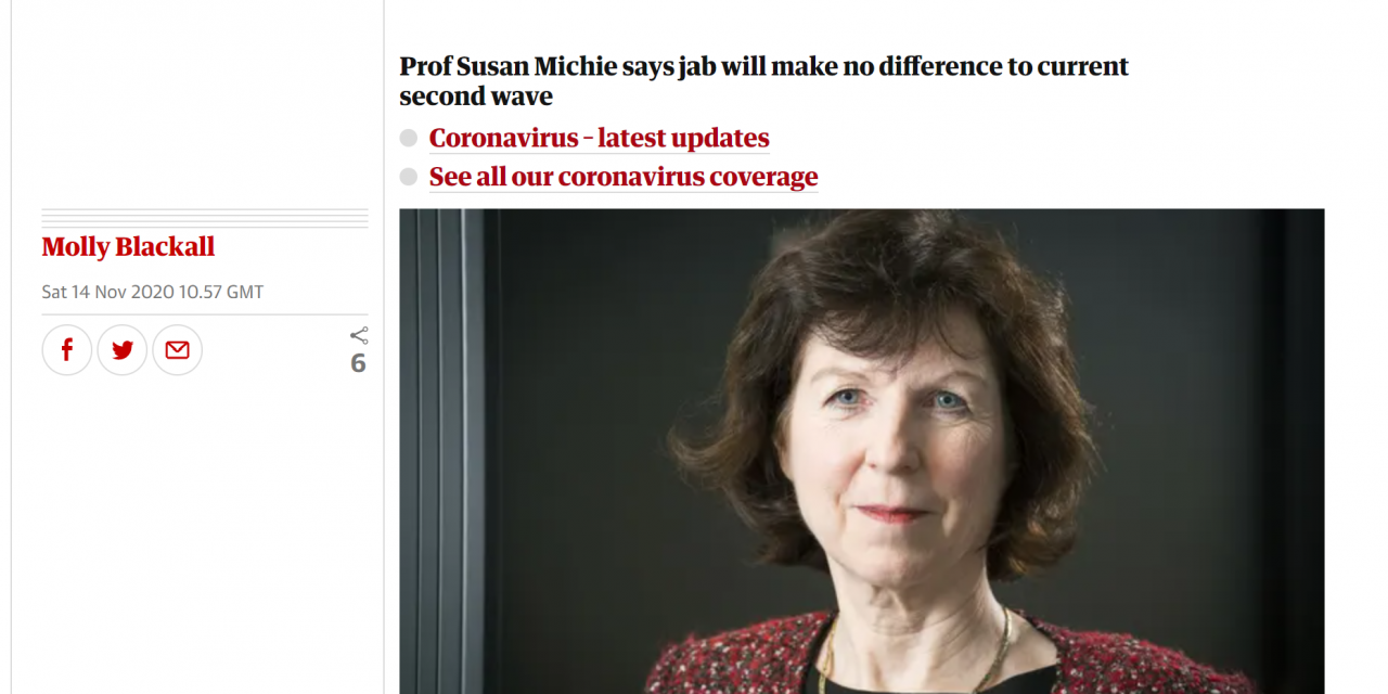 Susan Michie highlighted in The Guardian
