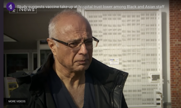 Kamlesh Khunti interviewed by channel 4 news about low vaccine take-up among some nhs staff