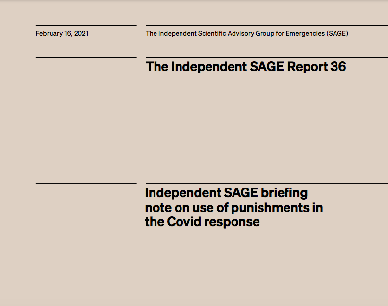 Independent SAGE briefing note on use of punishments in the Covid response