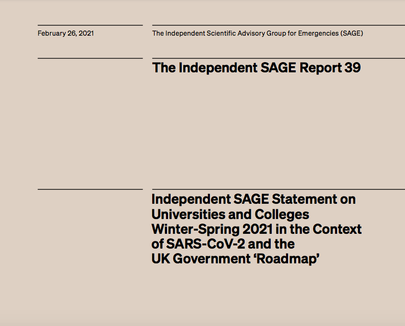 Independent SAGE Statement on Universities and Colleges Winter-Spring 2021 in the Context of SARS-CoV-2 and the
